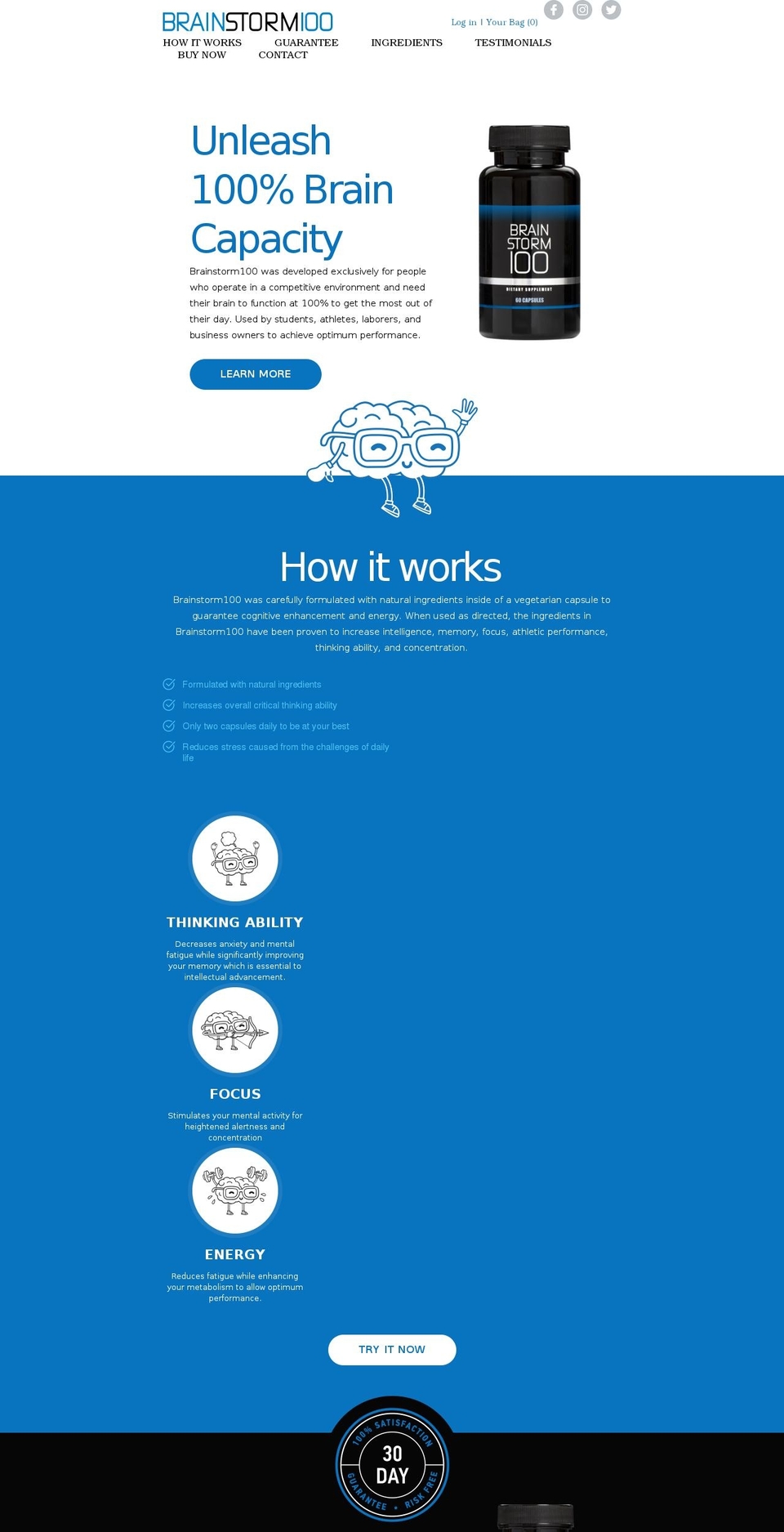 brainstorm100.com shopify website screenshot