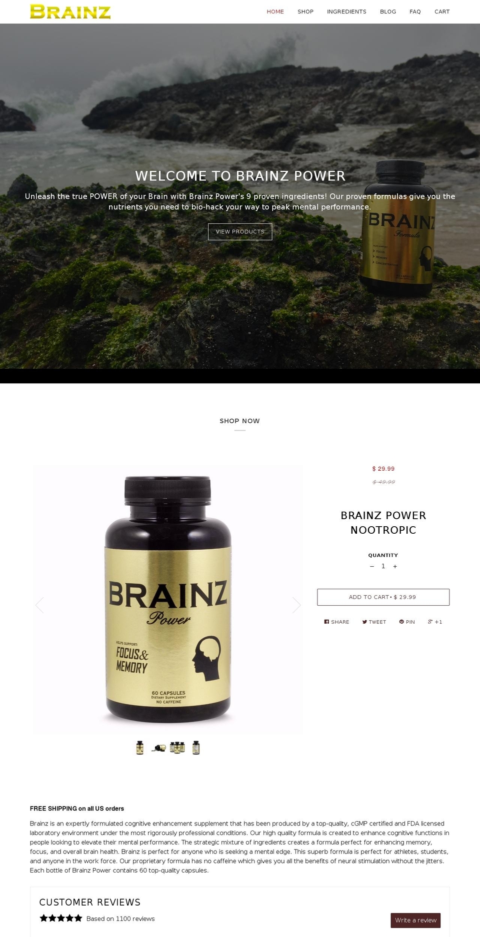 brainzpower.com shopify website screenshot