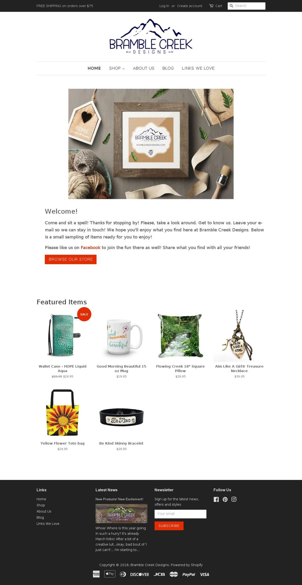 bramblecreekdesigns.com — Shopify storefront screenshot