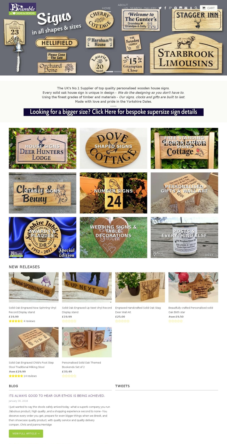 bramblesigns.com — Shopify storefront screenshot