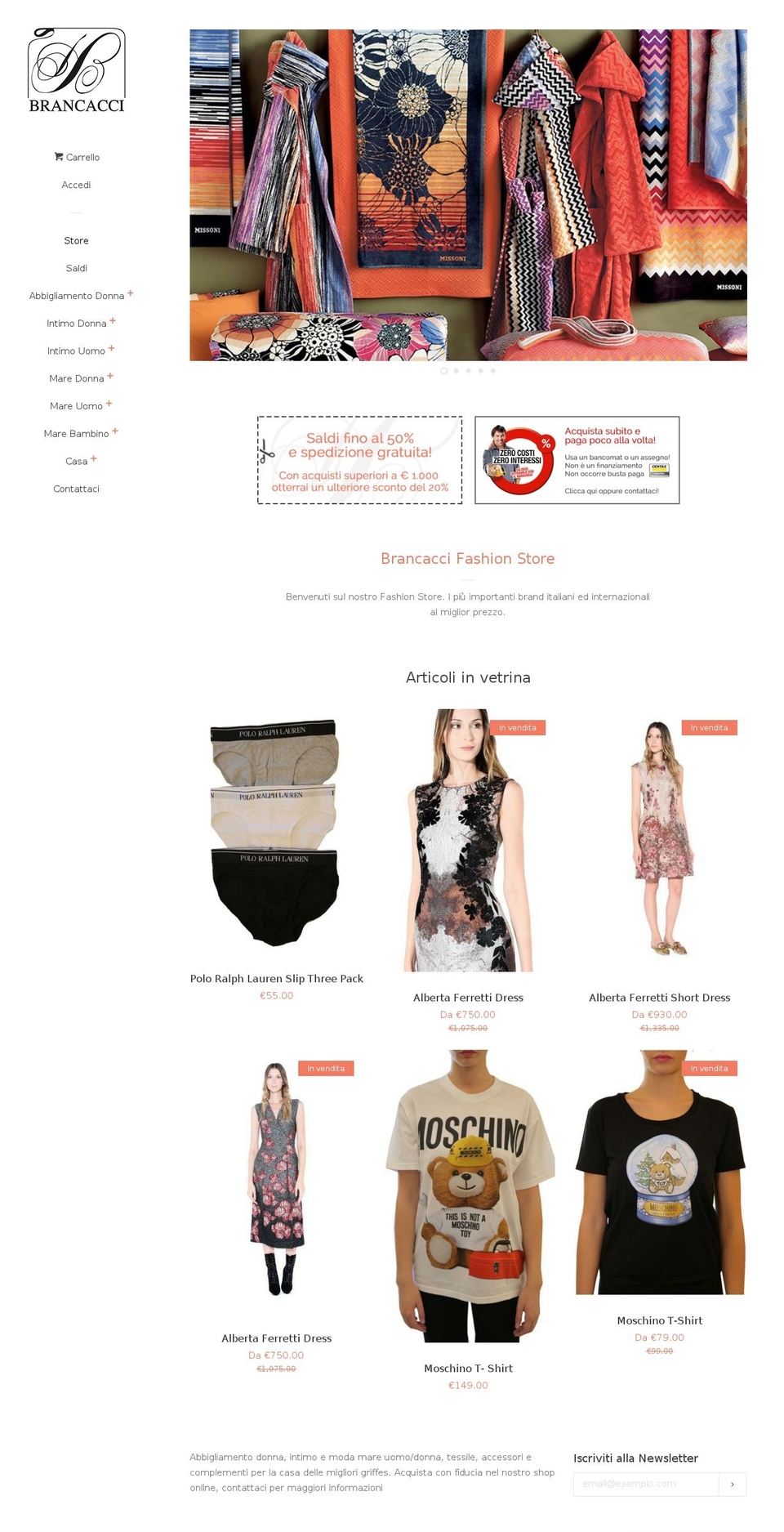 brancaccicorredi.com shopify website screenshot