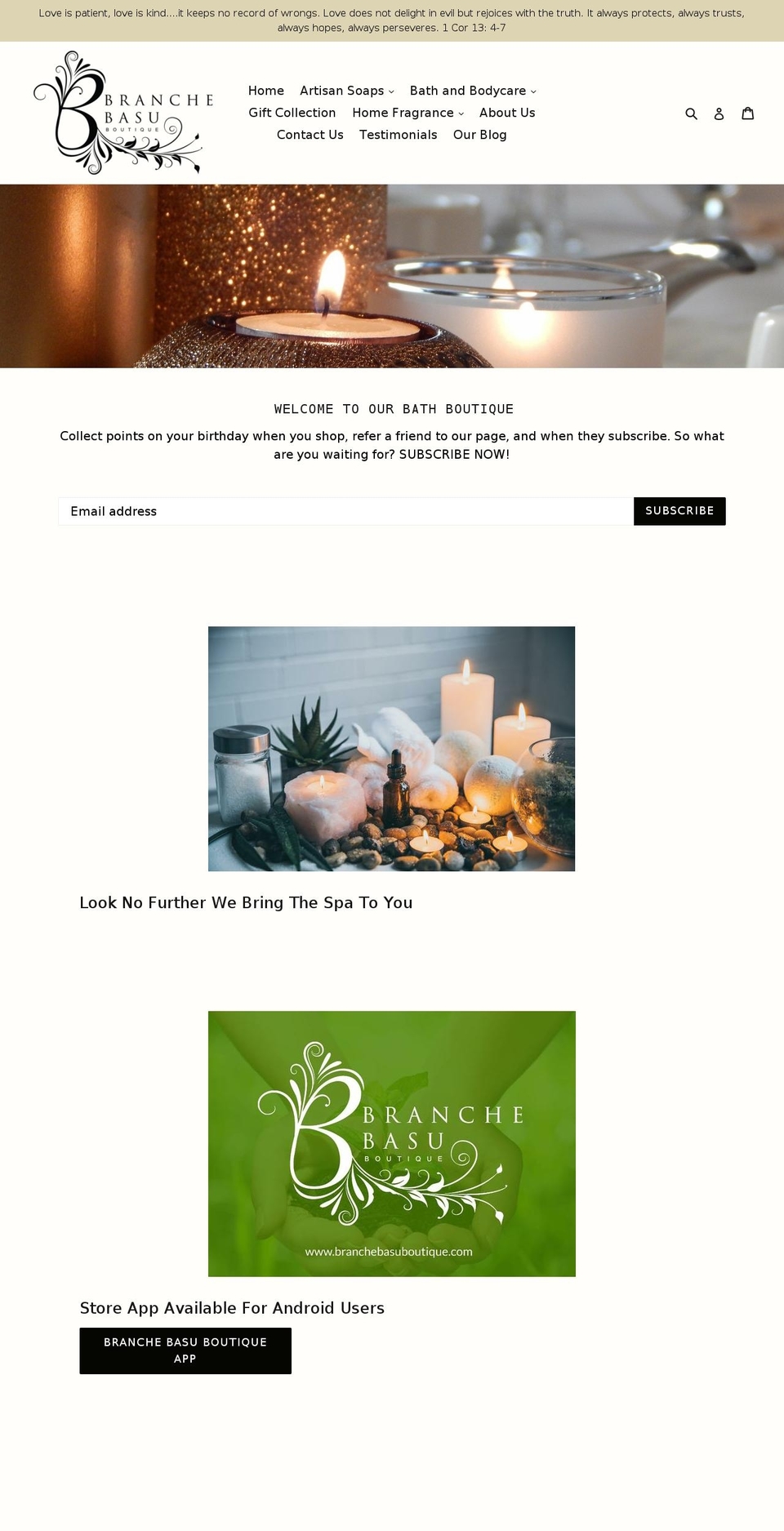 branchebasuboutique.com — Shopify storefront screenshot