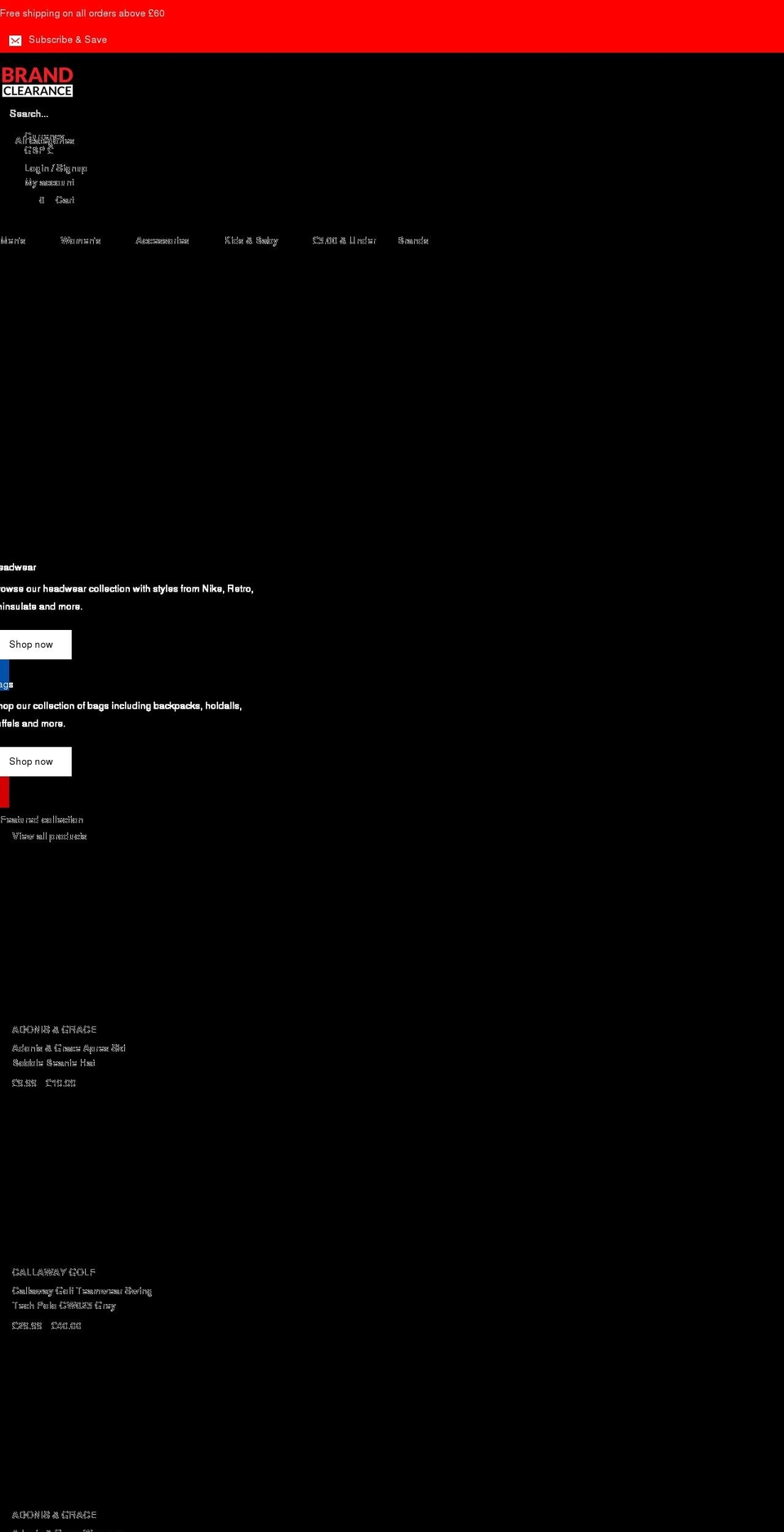 brandclearance.co.uk shopify website screenshot