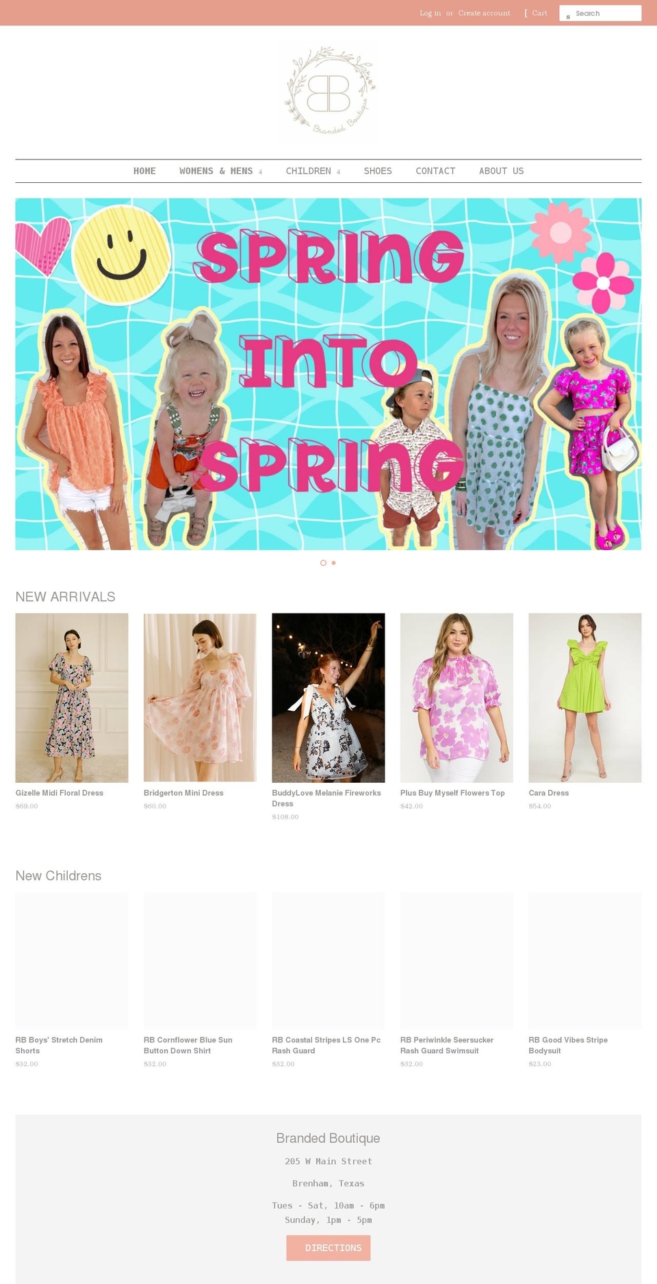 brandedboutiquetx.com shopify website screenshot