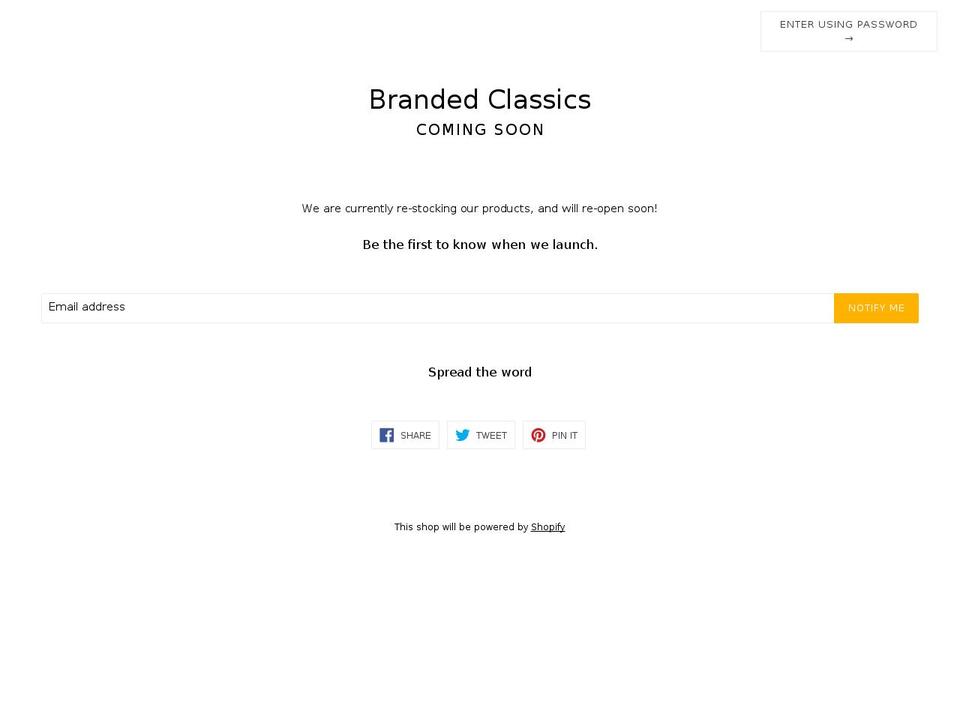 brandedclassics.com shopify website screenshot