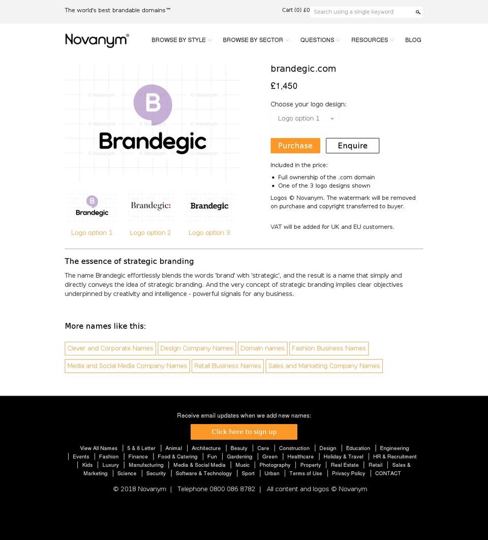 brandegic.com — Shopify storefront screenshot