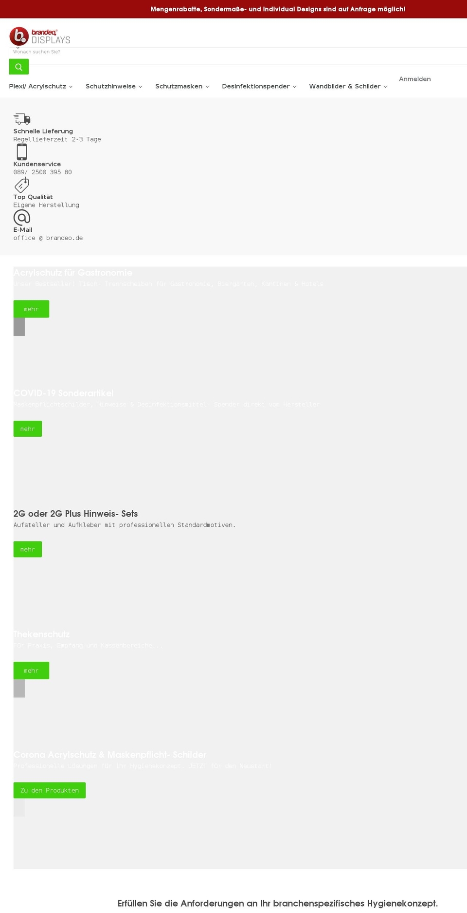 brandeo-displays.de shopify website screenshot