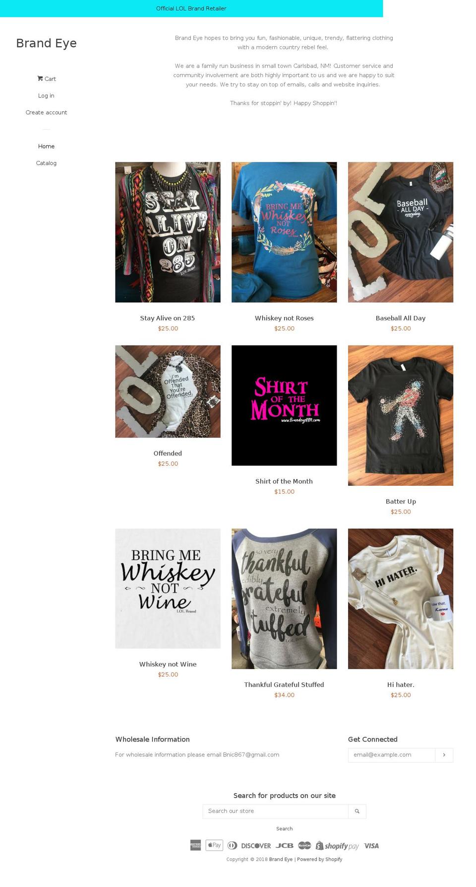 brandeyenm.com — Shopify storefront screenshot