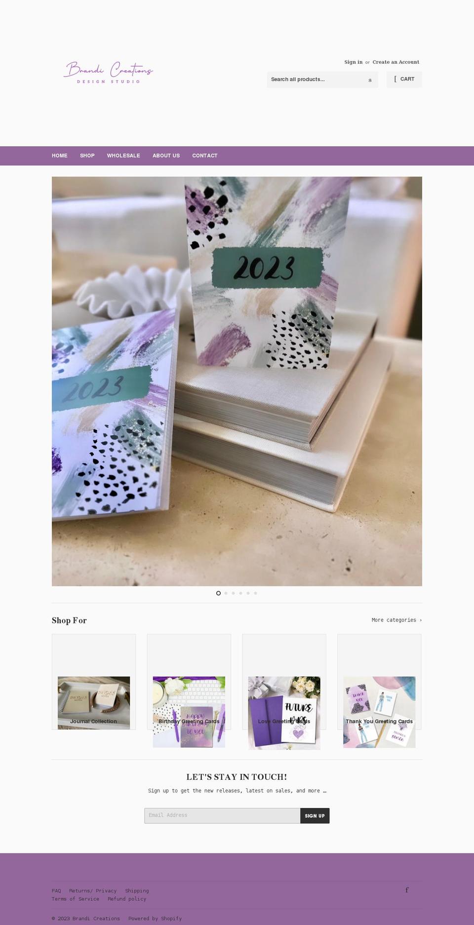 brandicreations.com shopify website screenshot