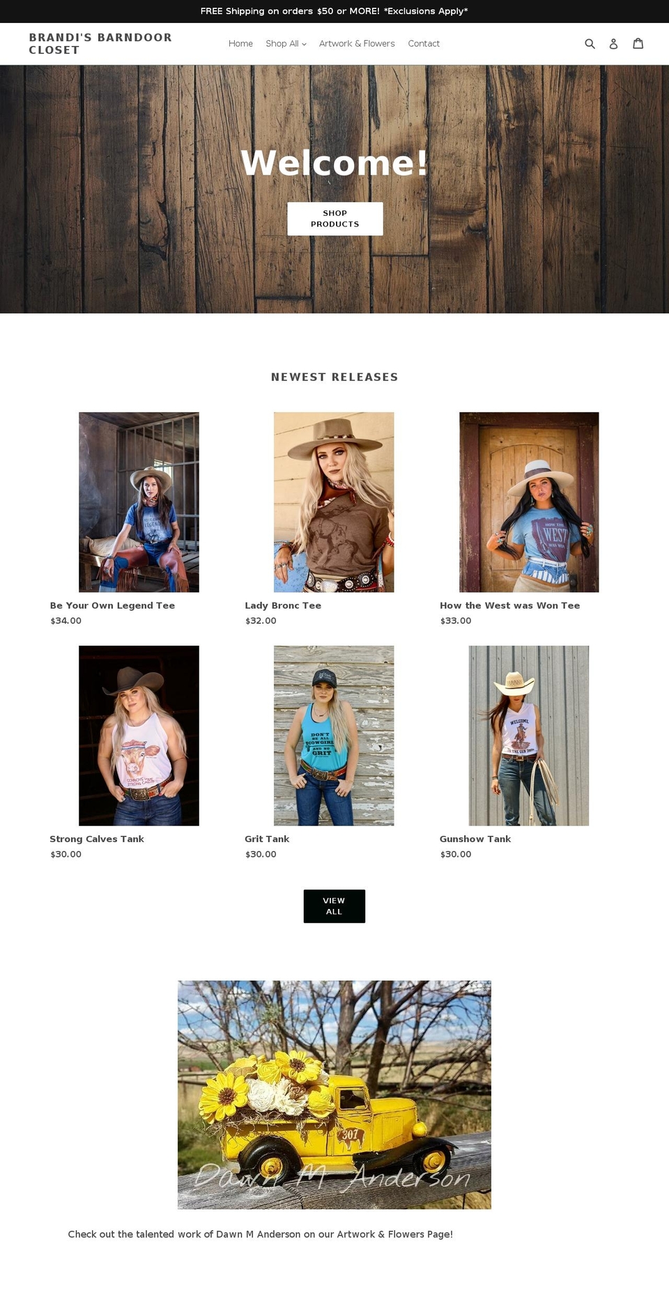 brandisbarndoorcloset.com — Shopify storefront screenshot