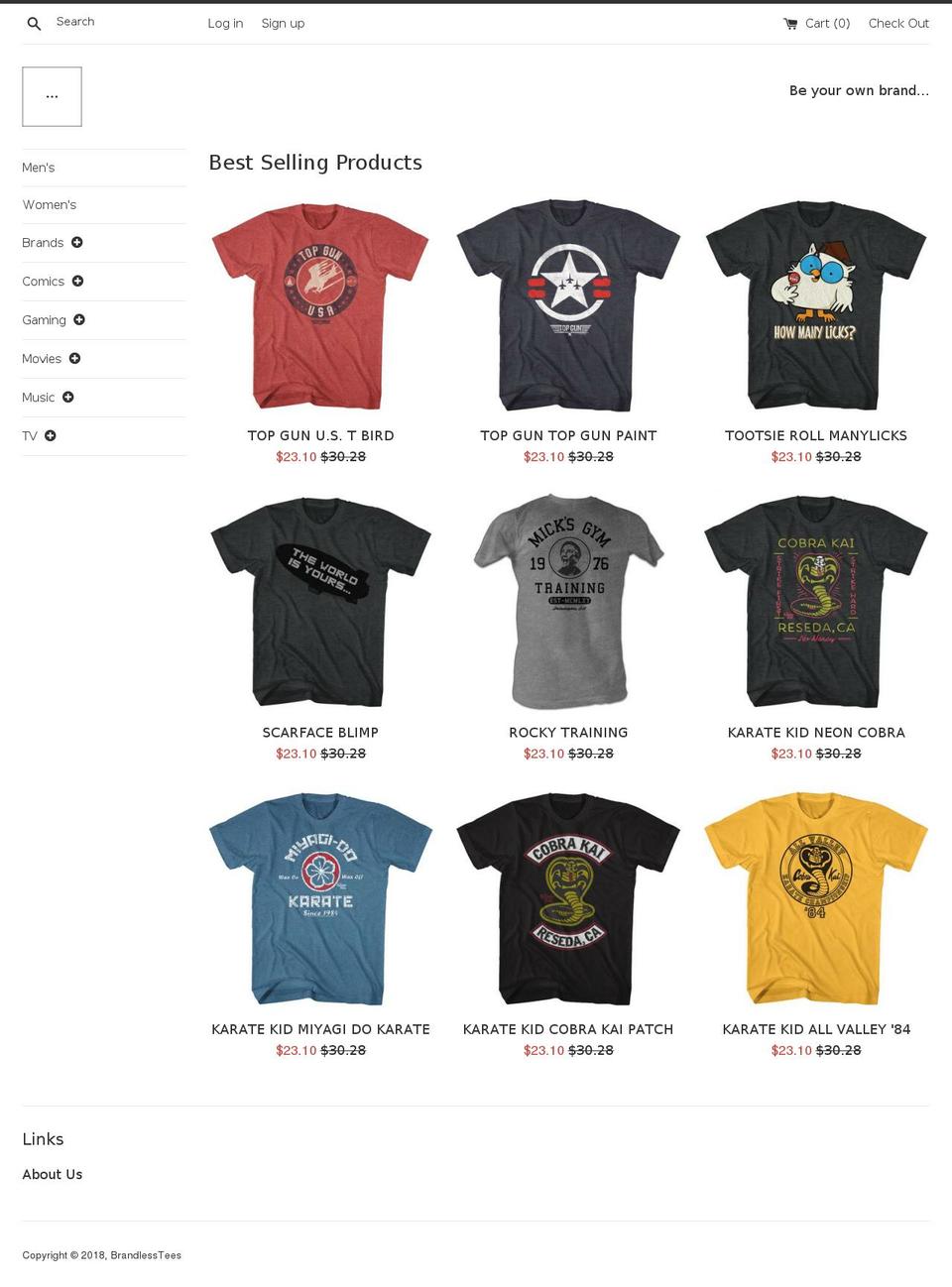 brandlesstees.com — Shopify storefront screenshot