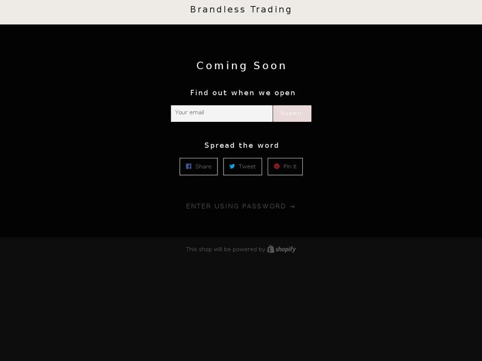 brandlesstrading.com shopify website screenshot