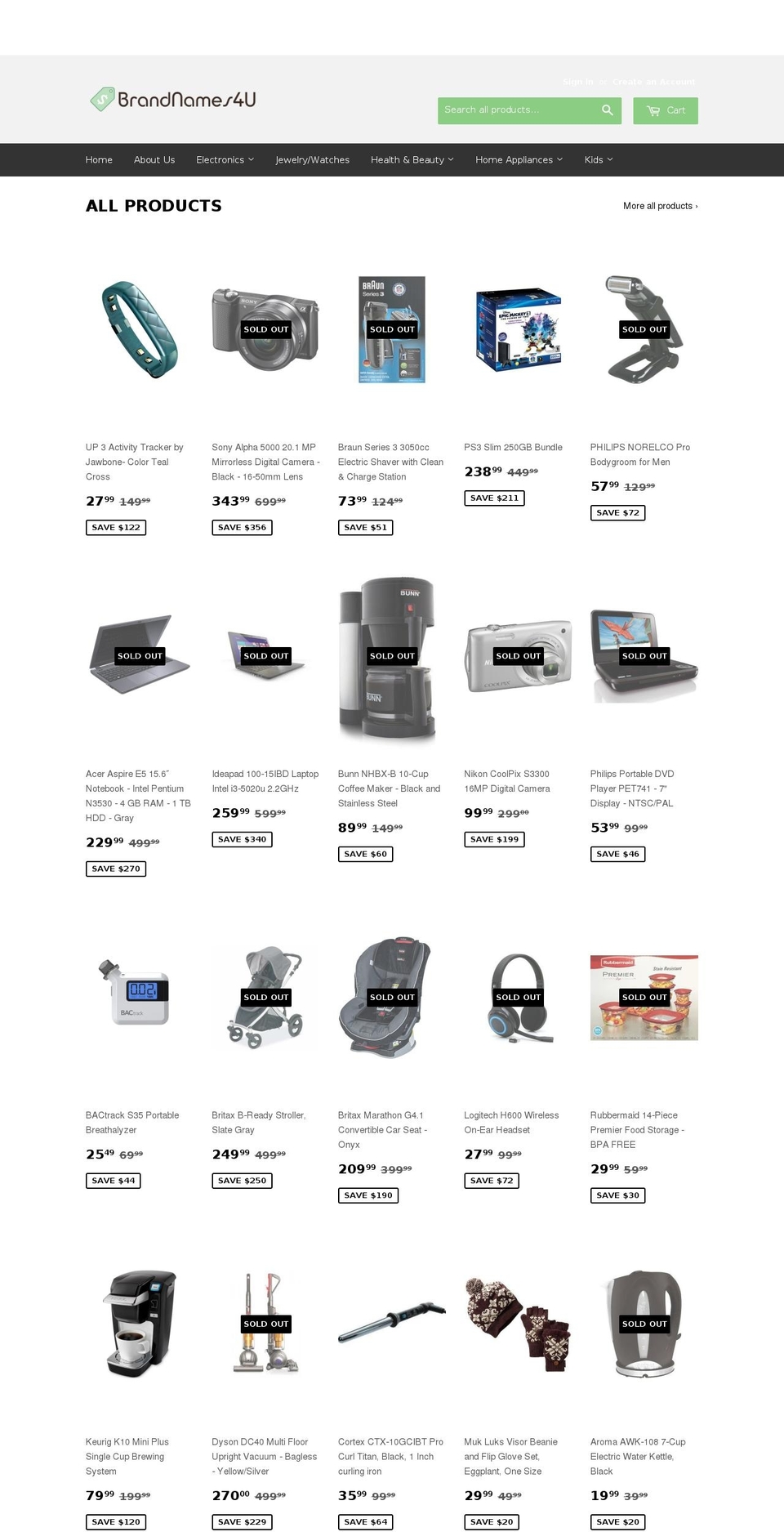 brandnames4u.com shopify website screenshot