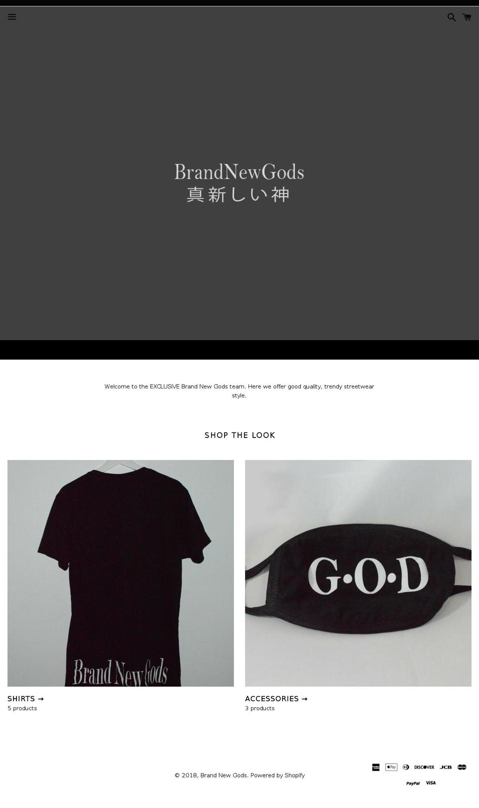 brandnewgodsclothing.com — Shopify storefront screenshot