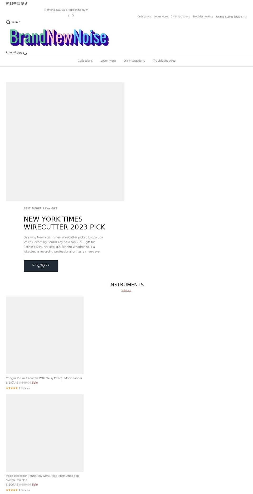 brandnewnoise.myshopify.com shopify website screenshot