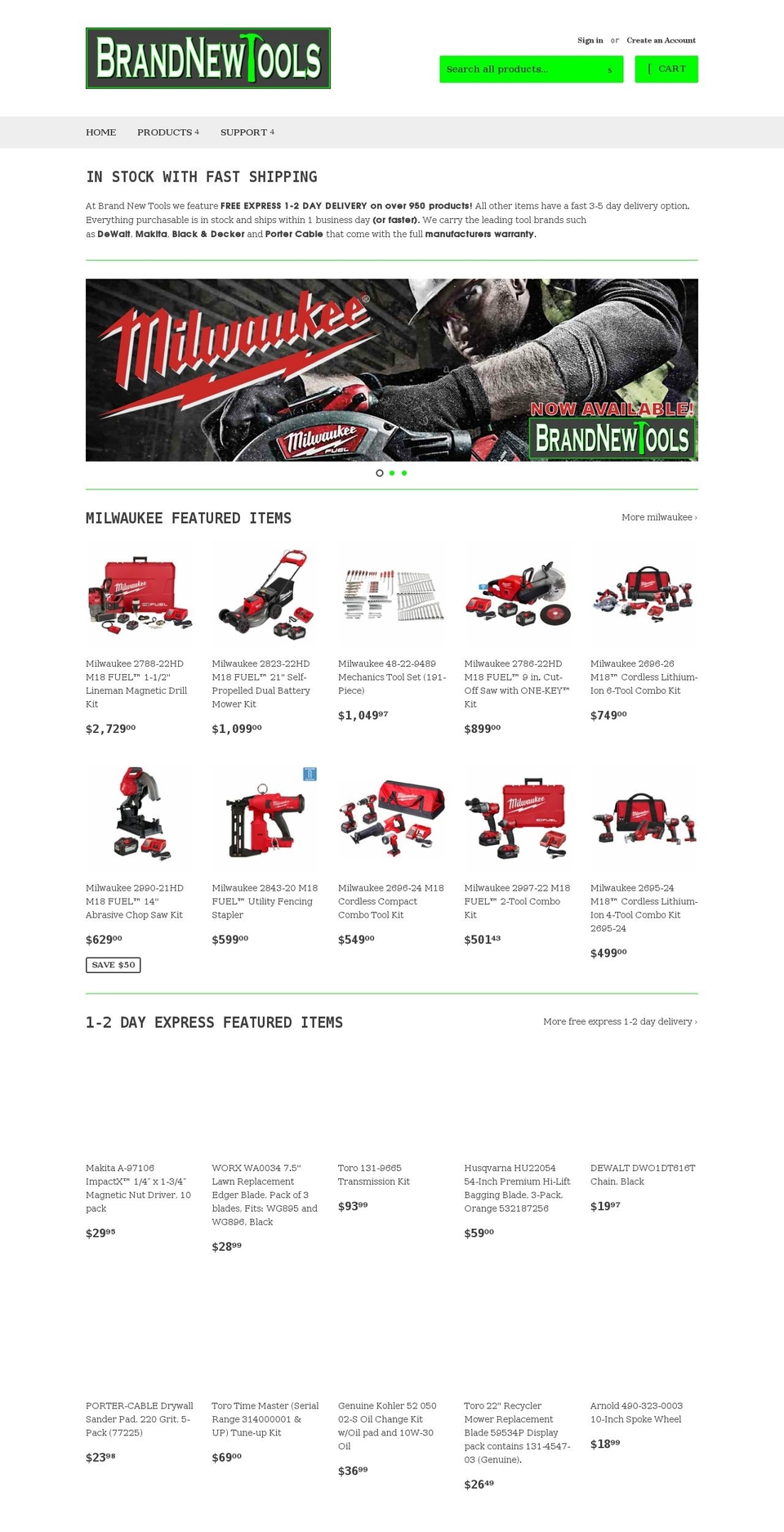 brandnewtools.com shopify website screenshot