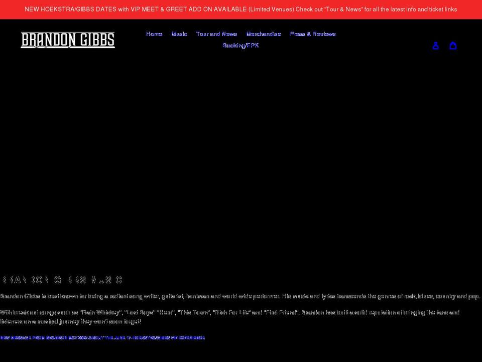 brandongibbsmusic.com shopify website screenshot