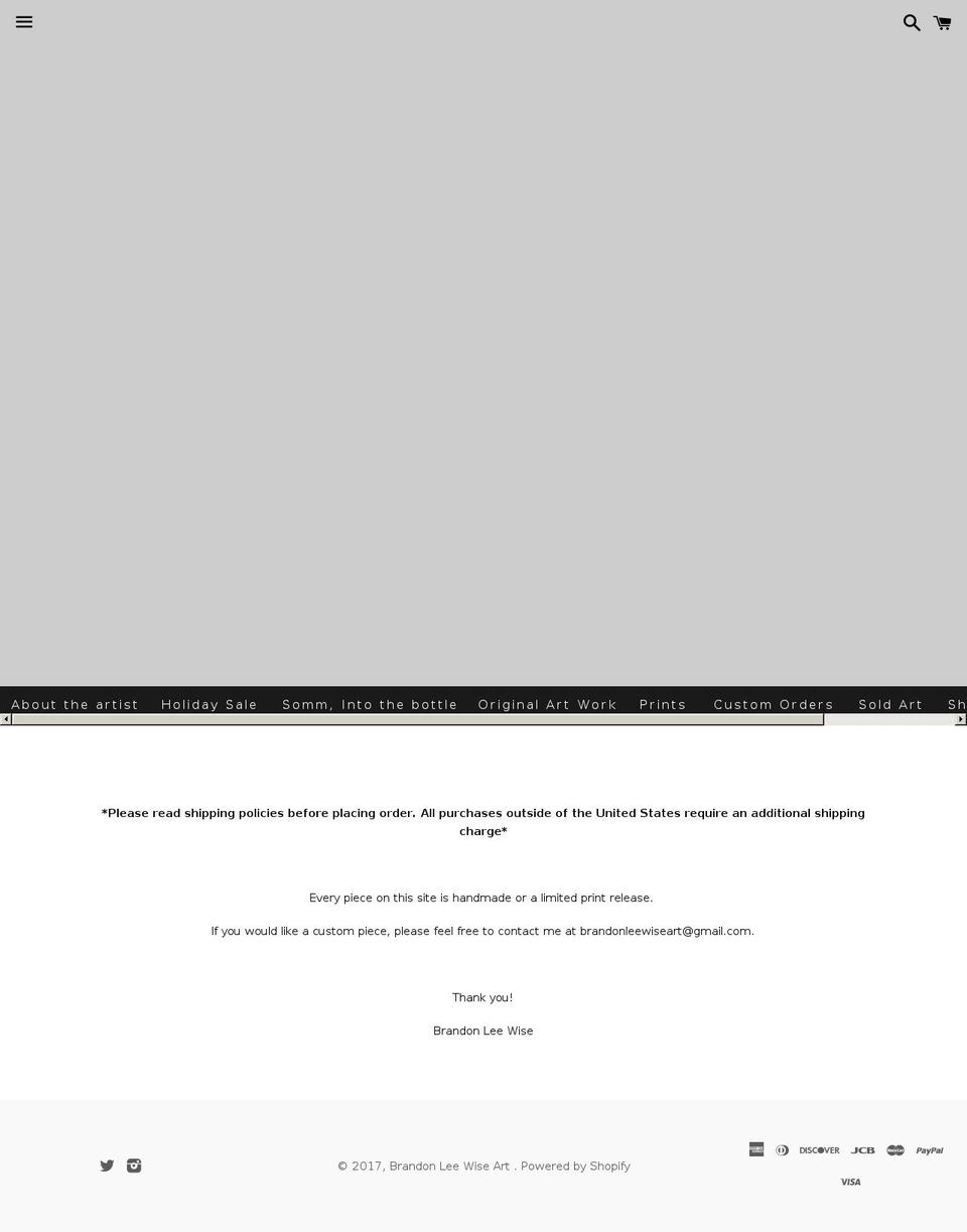 brandonleewiseart.com shopify website screenshot