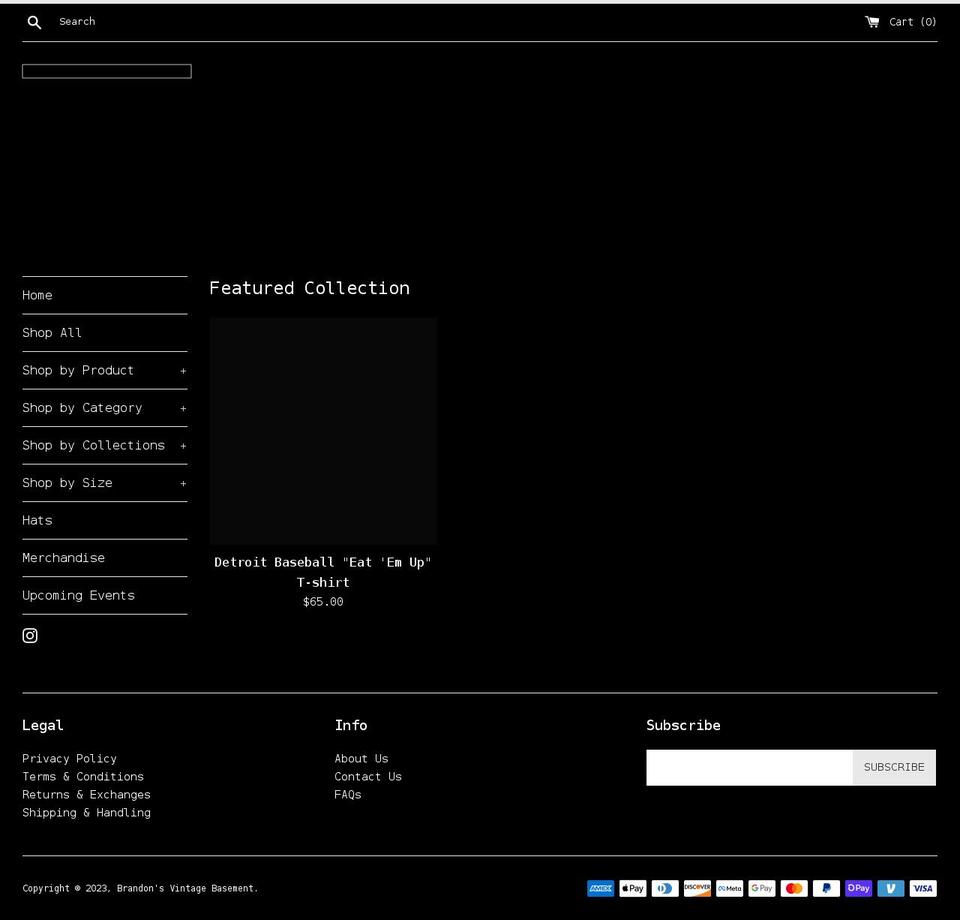 brandons-vintage-basement.myshopify.com shopify website screenshot