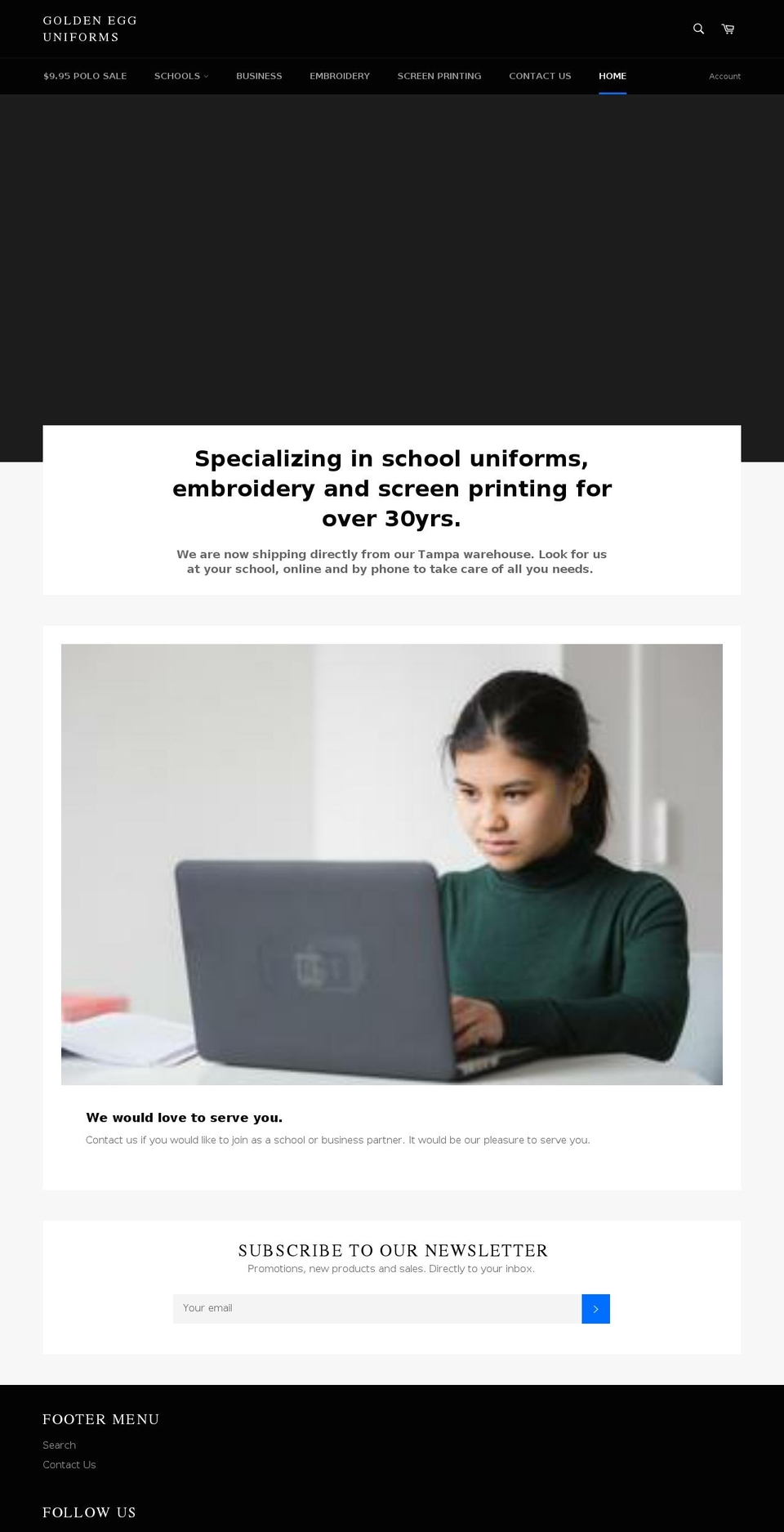 brandonschooluniforms.com — Shopify storefront screenshot