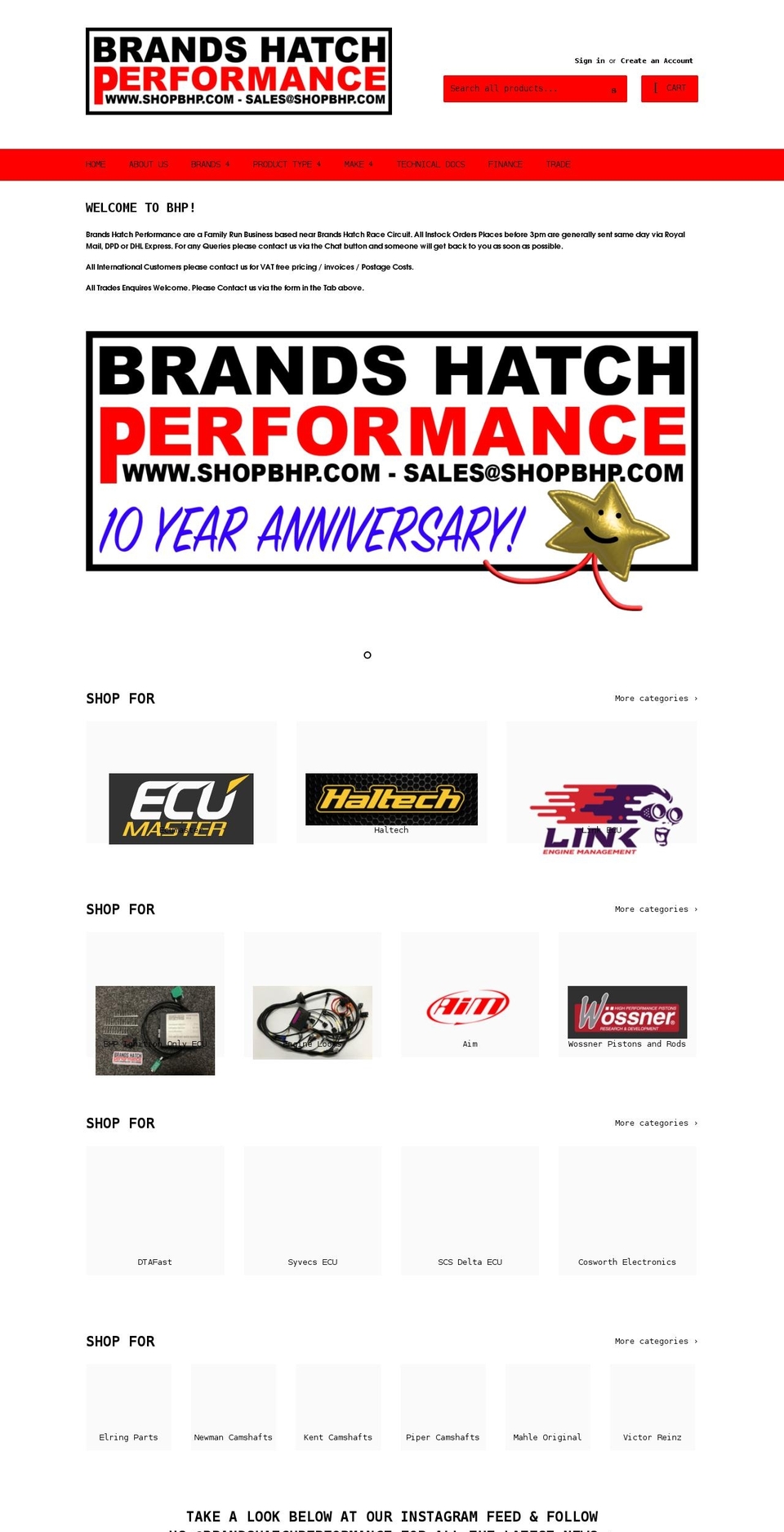 brandshatchperformance.com — Shopify storefront screenshot