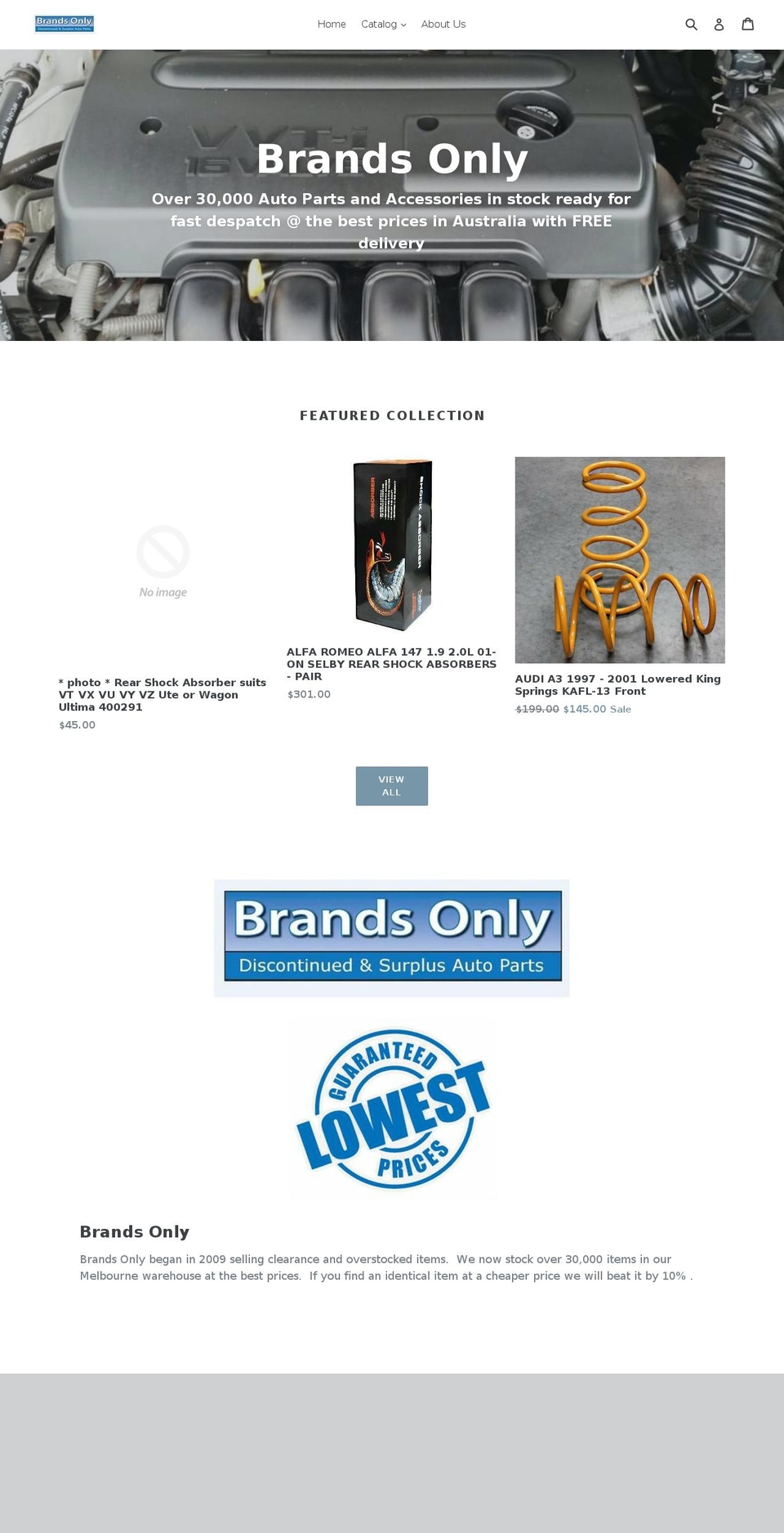 brandsonly.com.au shopify website screenshot