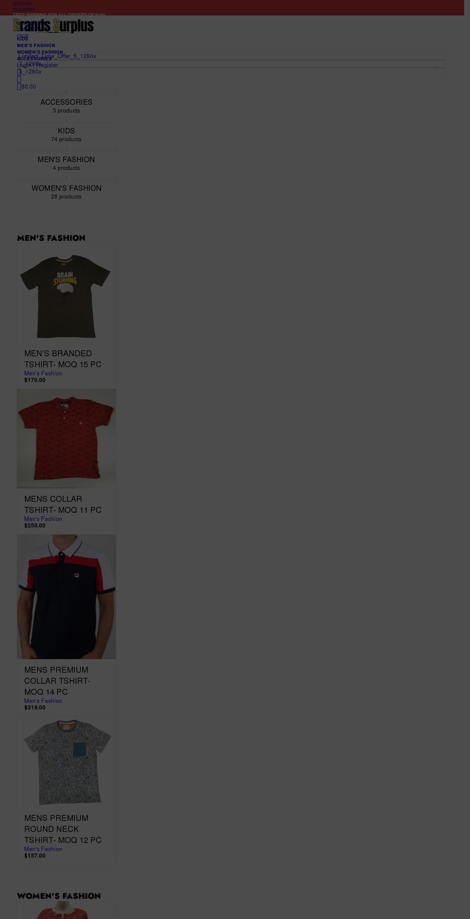 brandssurplus.com shopify website screenshot