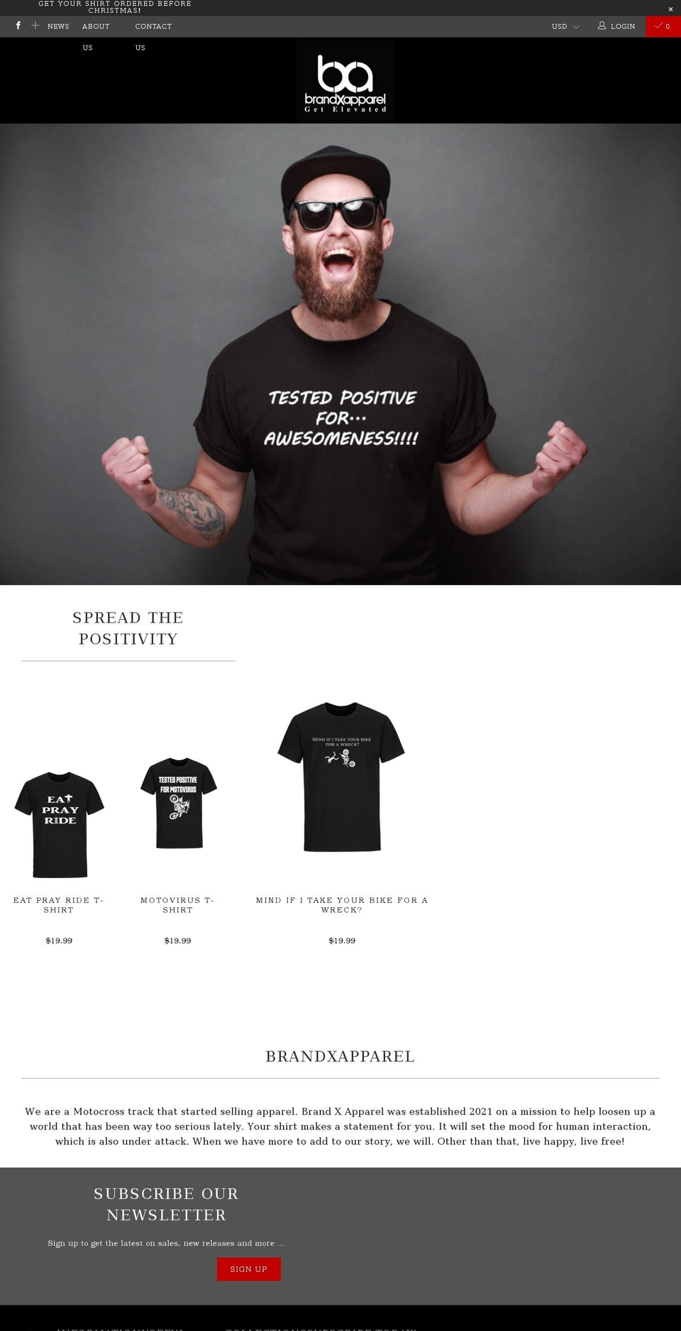 brandxapparel.com shopify website screenshot