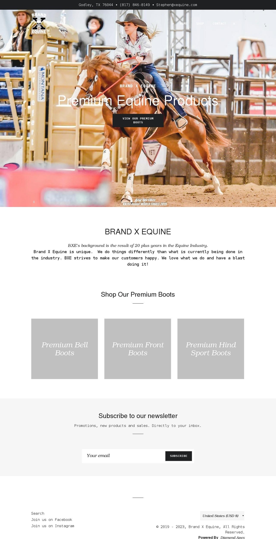 brandxequine.com shopify website screenshot