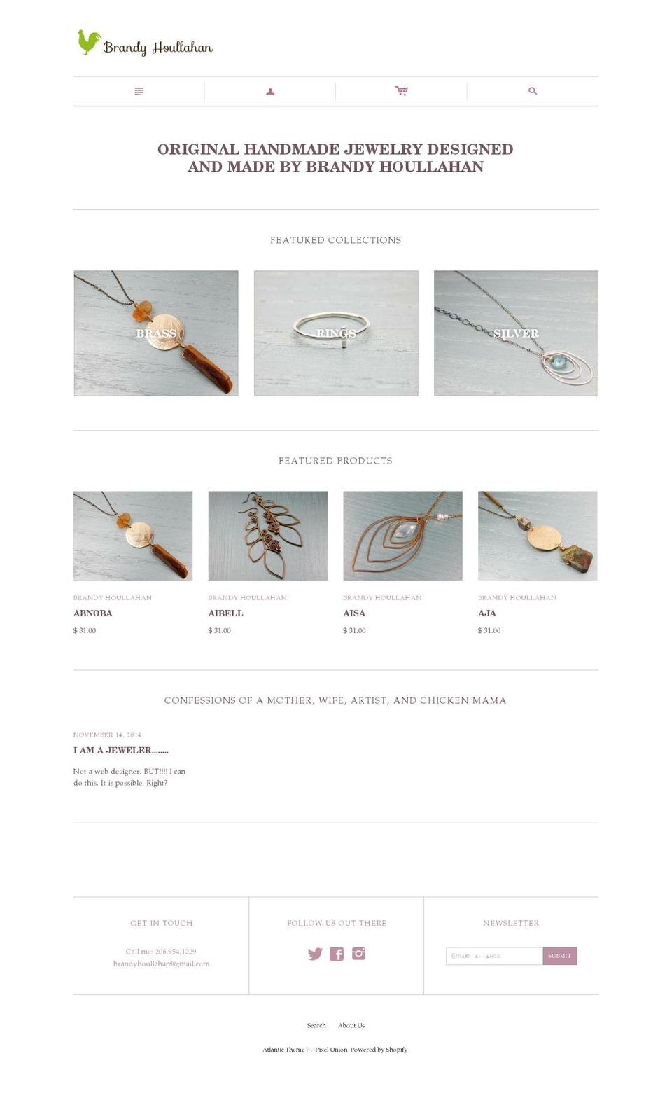 brandyhoullahan.com shopify website screenshot