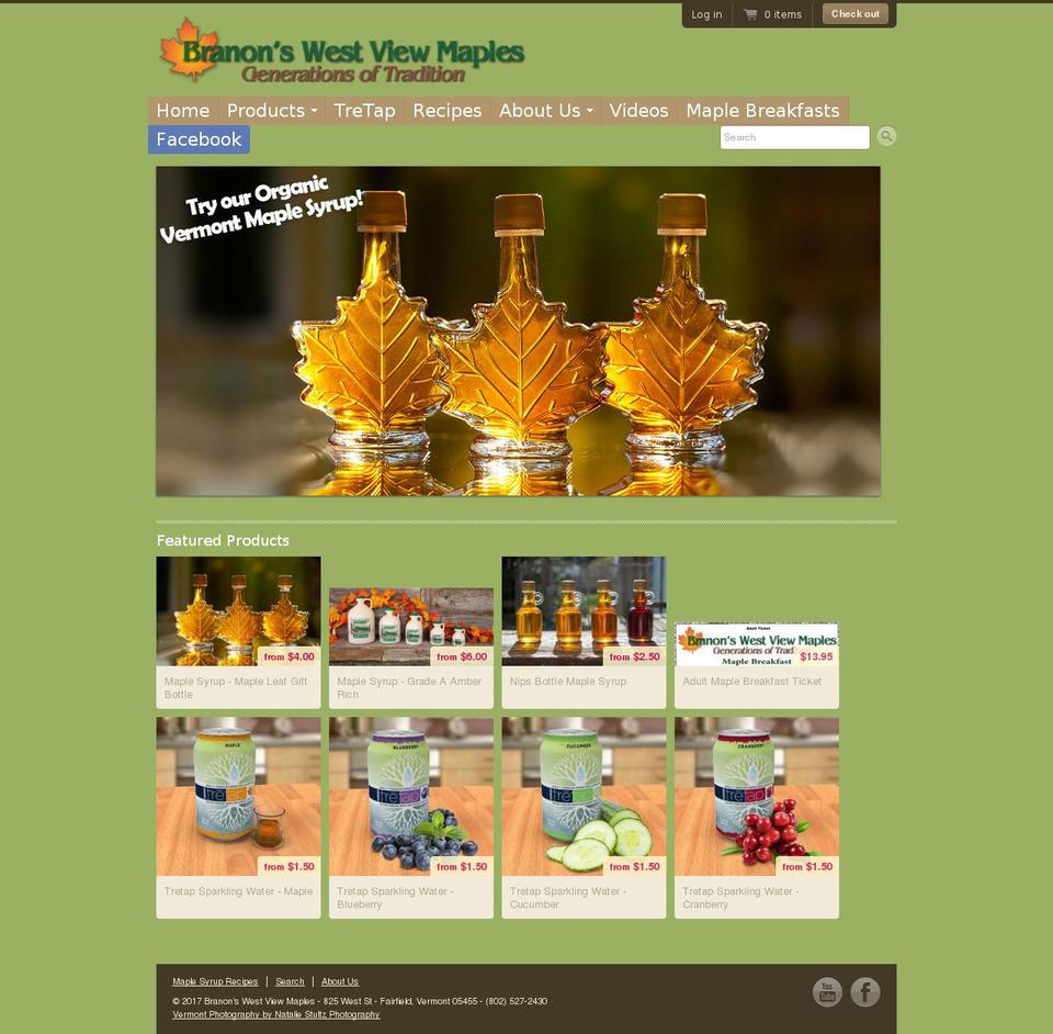 branonvtorganicmaple.com shopify website screenshot