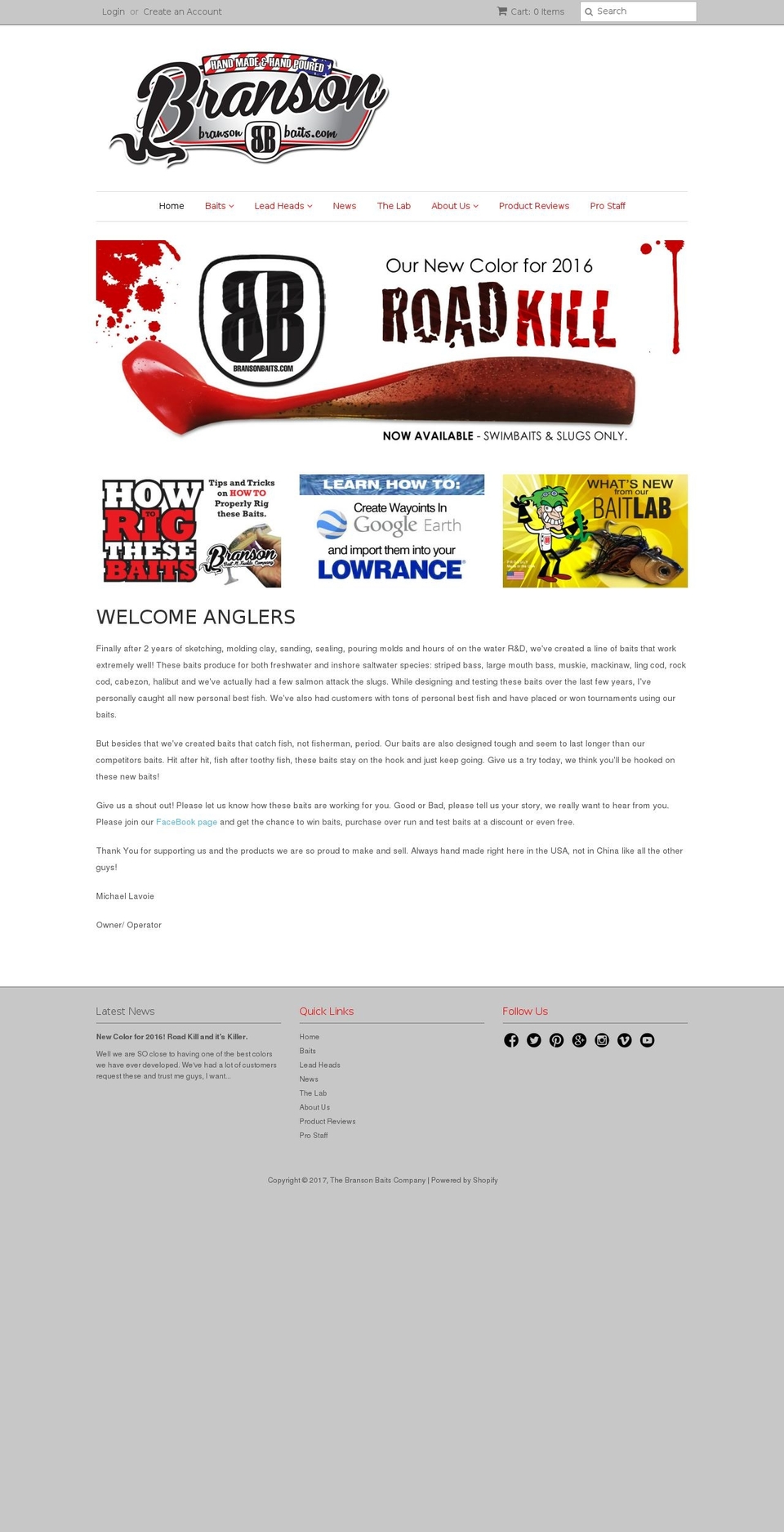 bransonbaits.com shopify website screenshot