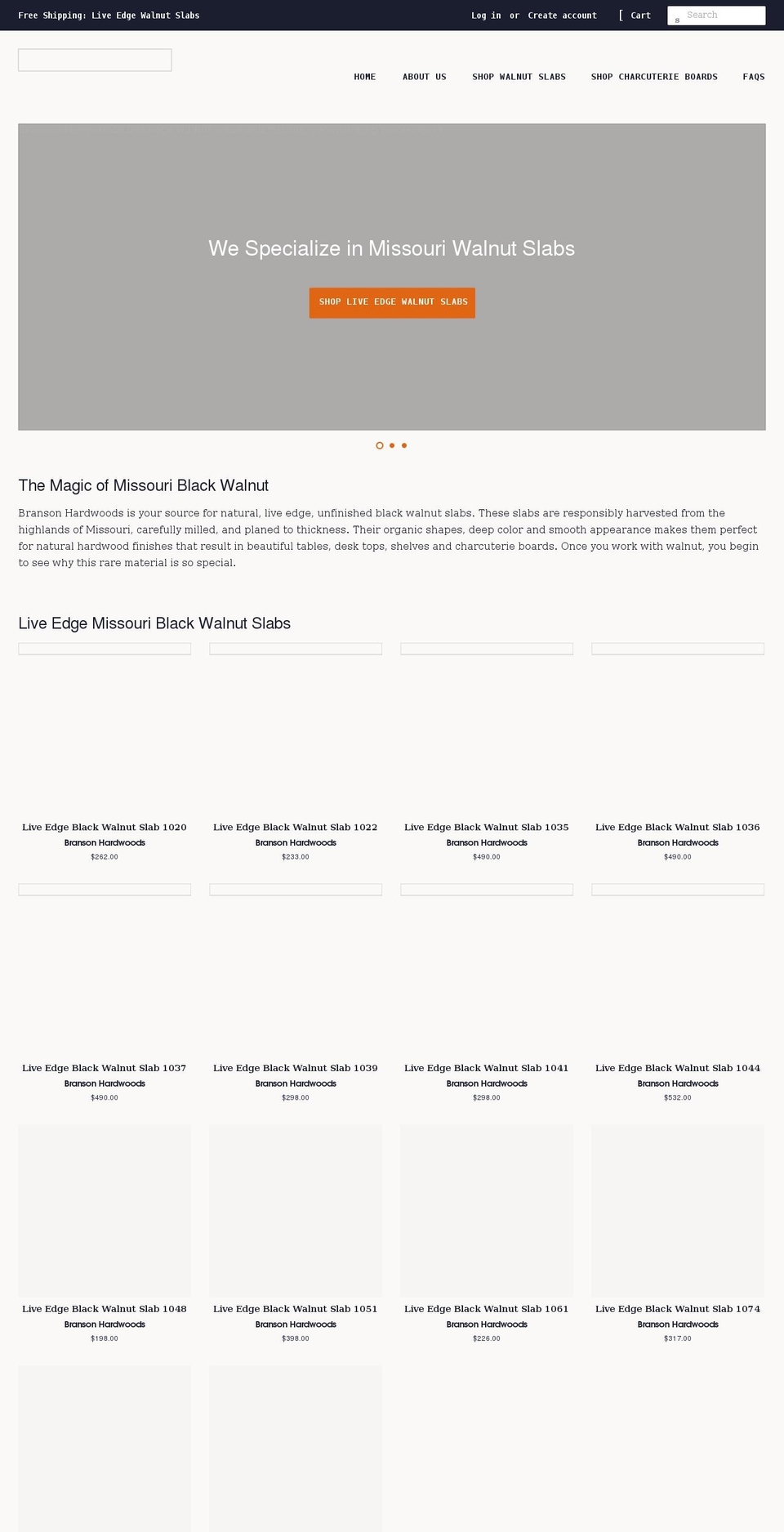 bransonhardwoods.com shopify website screenshot