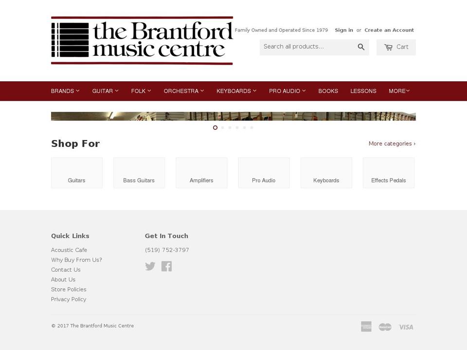 brantfordmusic.com shopify website screenshot