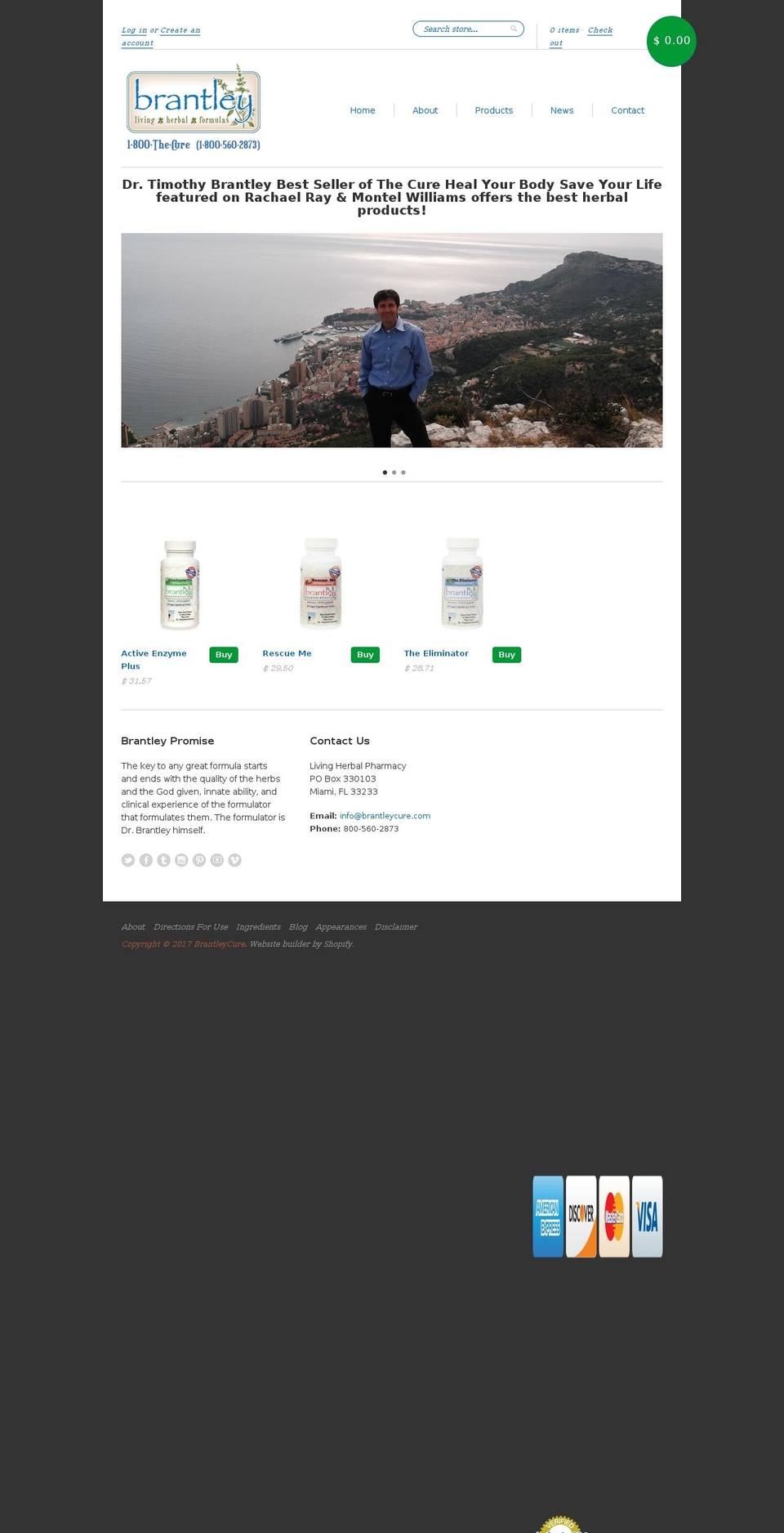 brantleycure.com shopify website screenshot