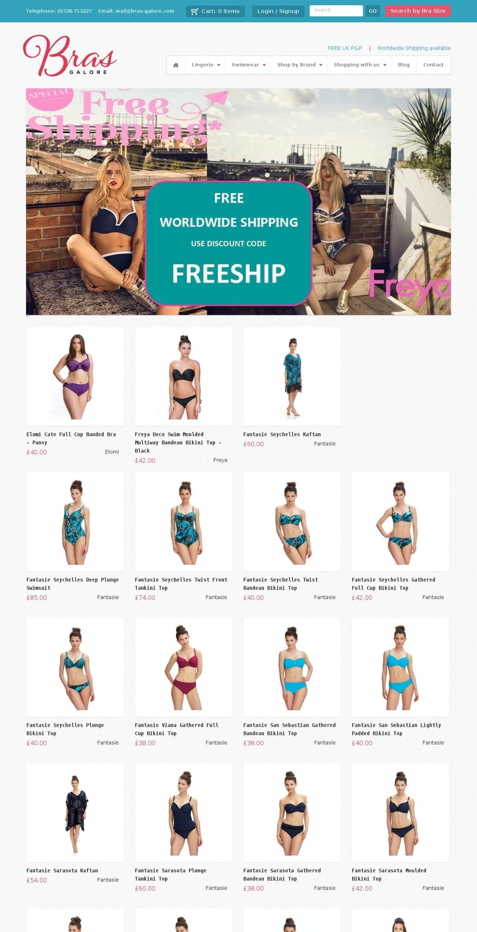 bras-galore.com shopify website screenshot