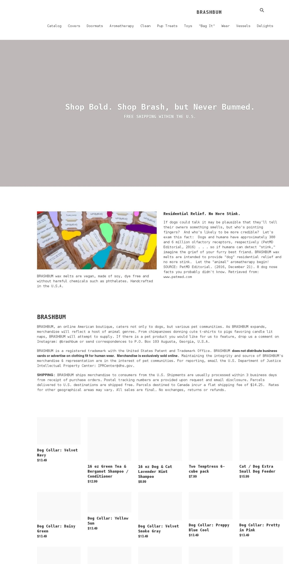 brashbum.com shopify website screenshot