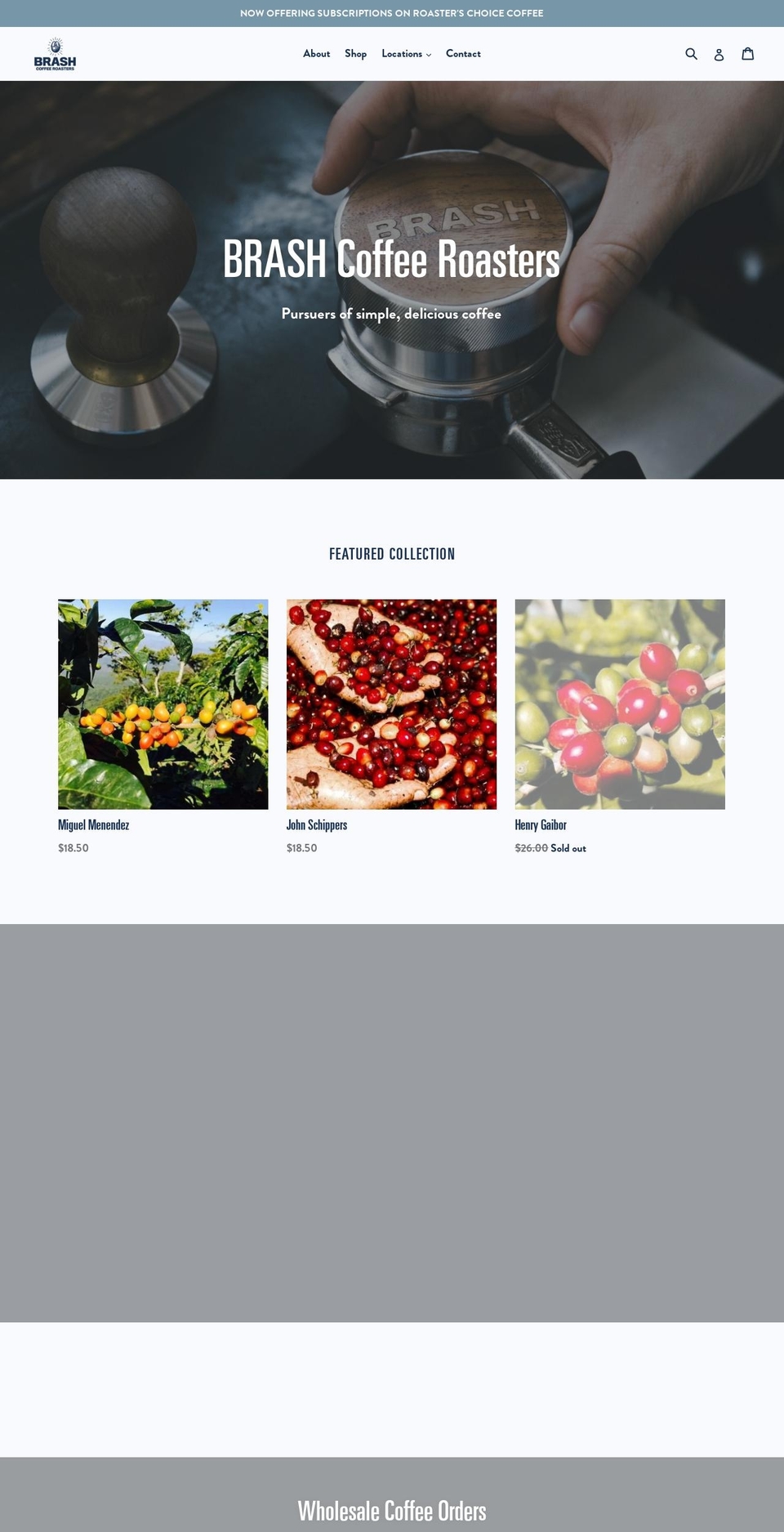 brashcoffee.com — Shopify storefront screenshot