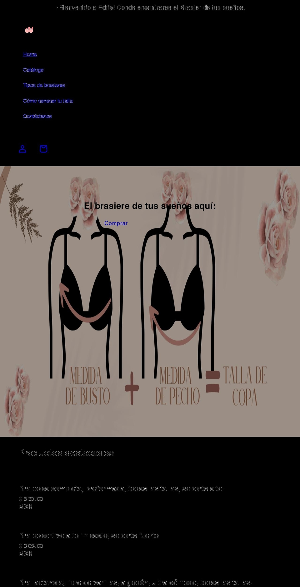 brasiereseddahermosa.com shopify website screenshot