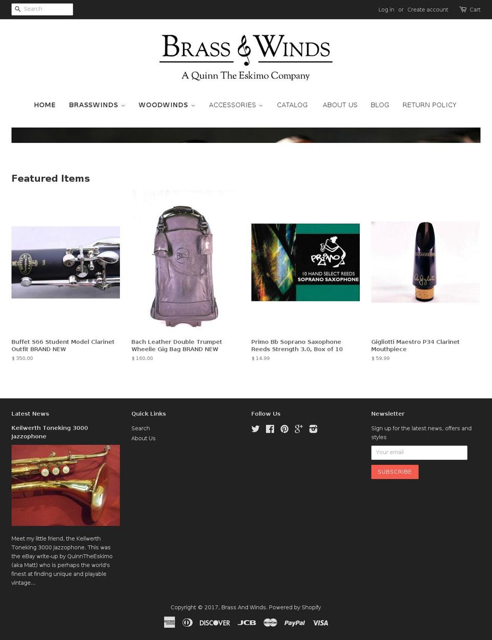 Custom Theme Shopify theme site example brassandwinds.com