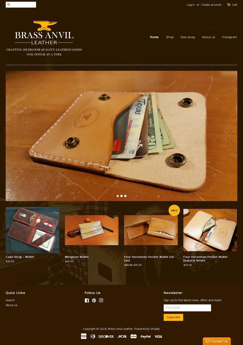 brassanvilleather.com shopify website screenshot