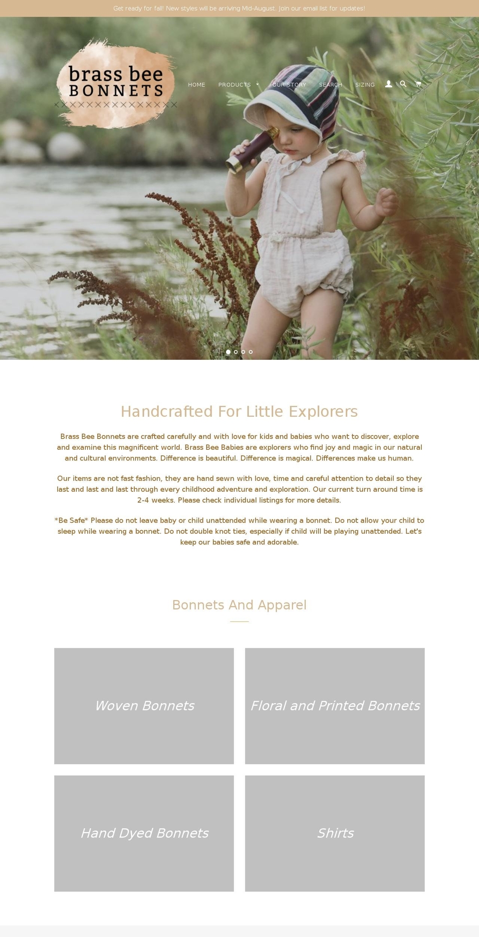 brassbeebonnets.com — Shopify storefront screenshot