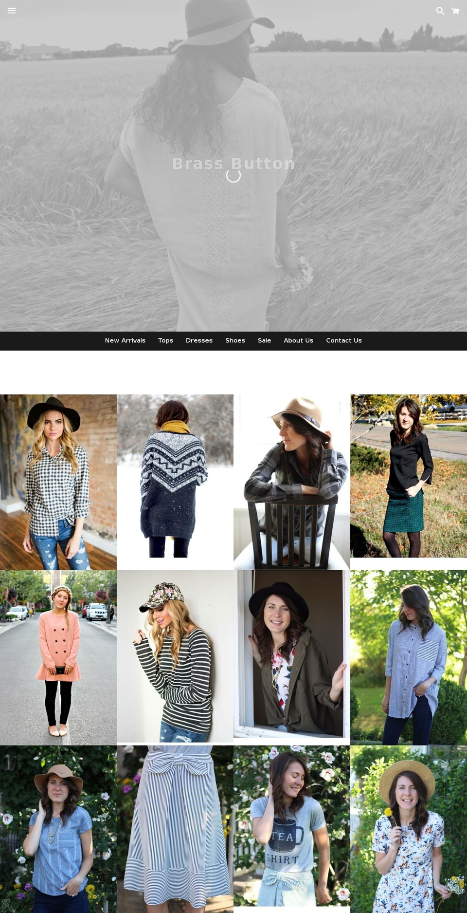 brassbuttonclothing.com shopify website screenshot