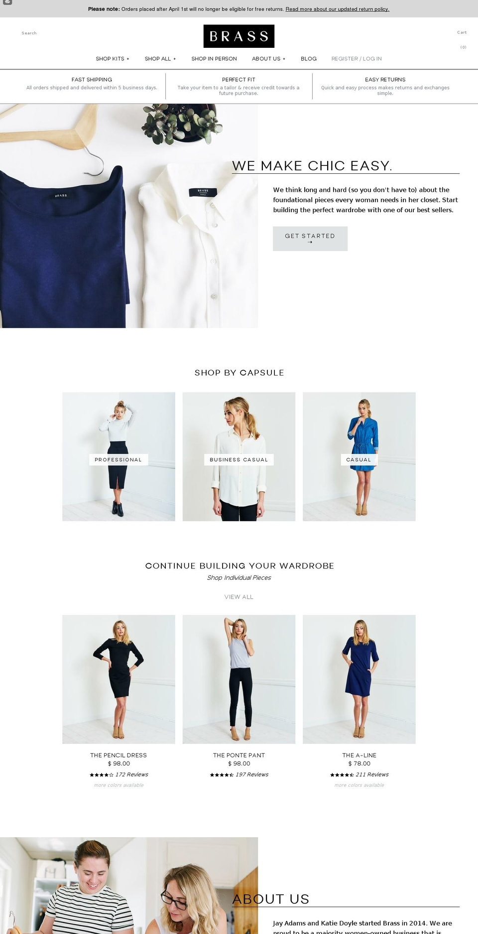 brassclothing.com shopify website screenshot