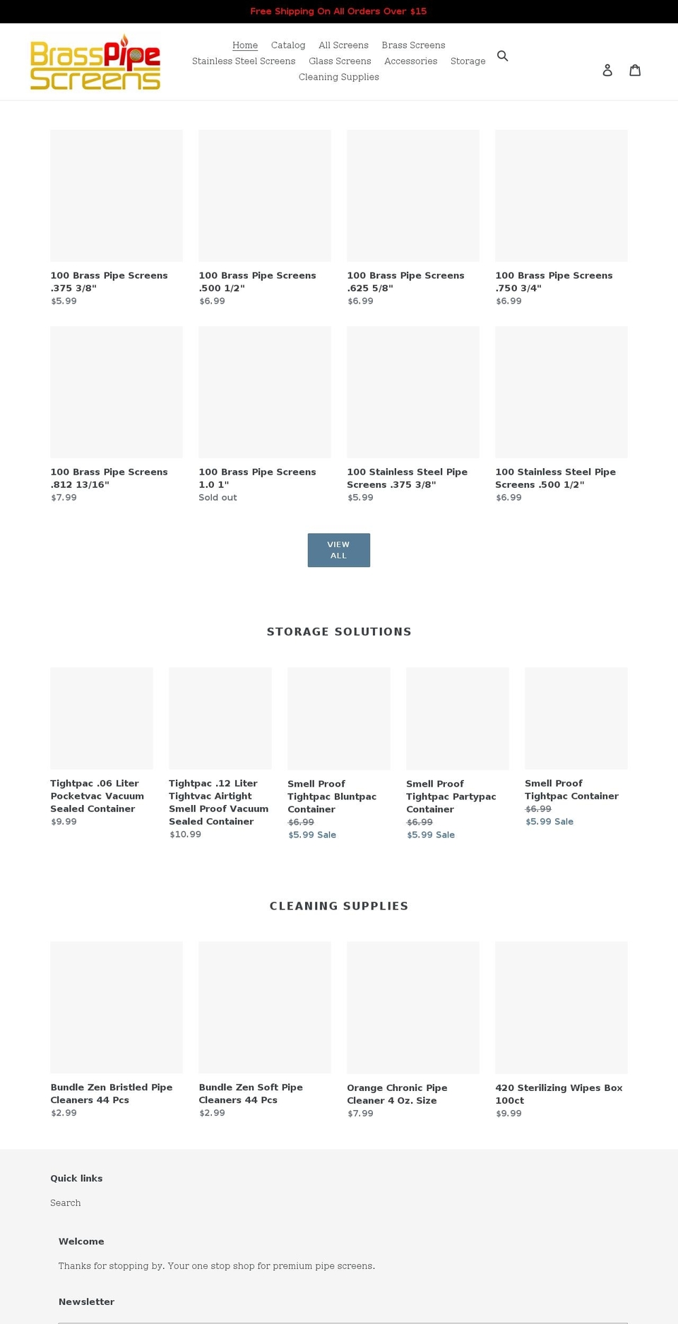 brasspipescreens.com shopify website screenshot
