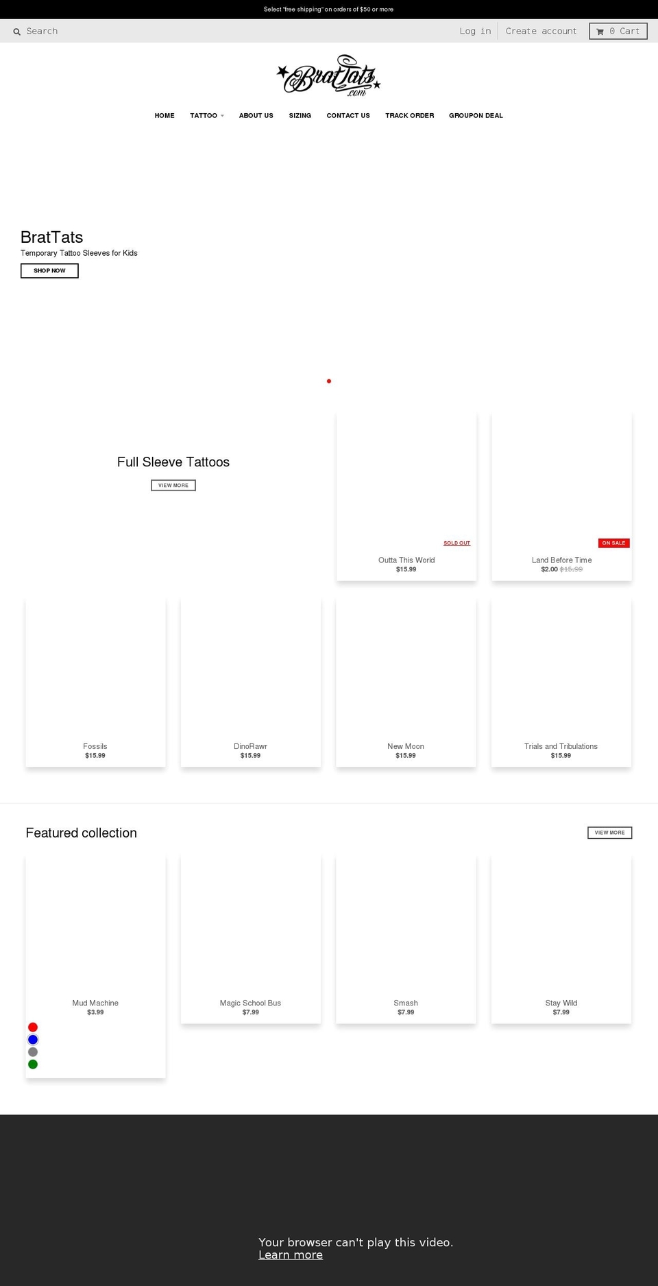 brattats.com shopify website screenshot