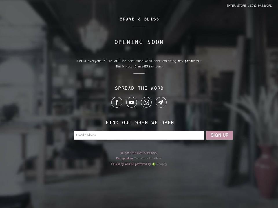 braveandbliss.com — Shopify storefront screenshot