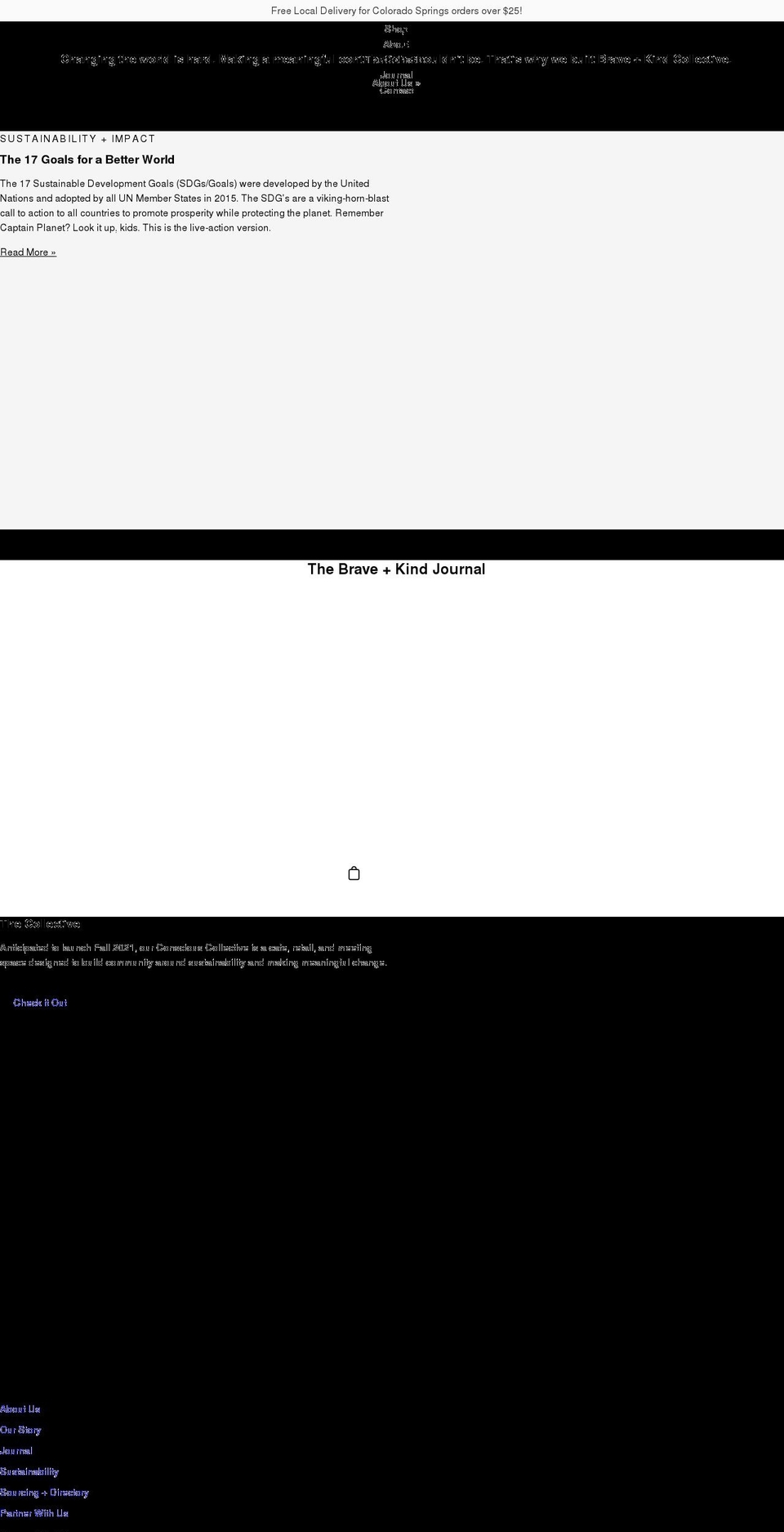 braveandkindco.com shopify website screenshot