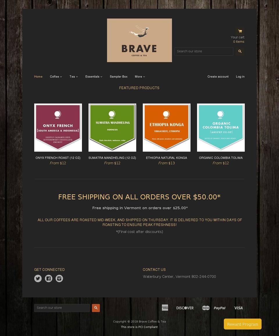 bravecoffee.com — Shopify storefront screenshot