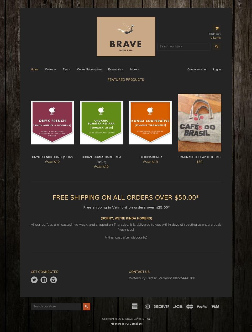 bravecoffeeco.com shopify website screenshot